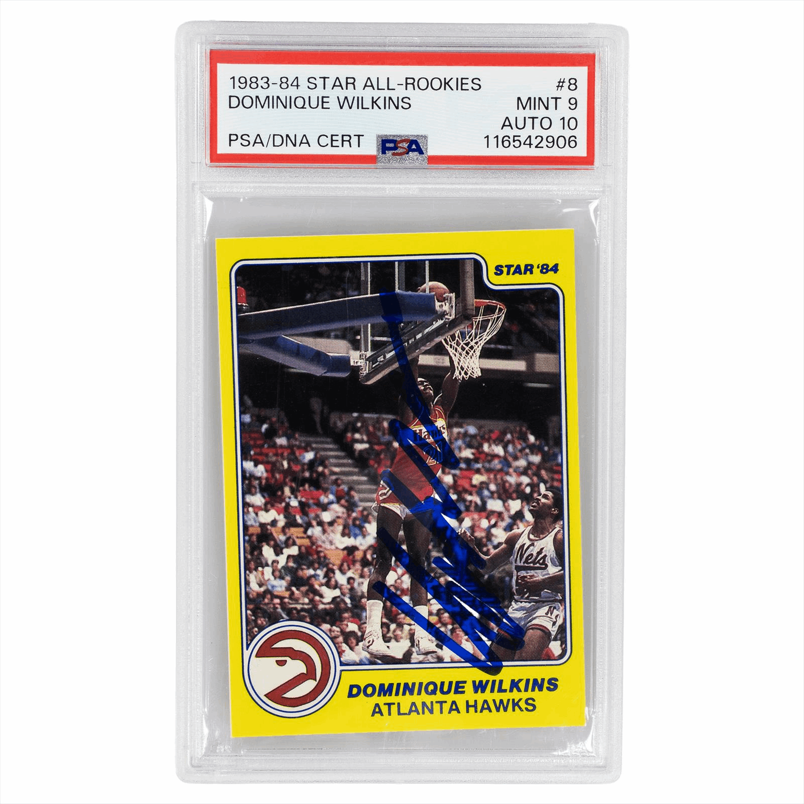 1983-84 Star All-Rookies Dominique Wilkins #8 PSA MINT 9 AUTO 10 Cert #116542906