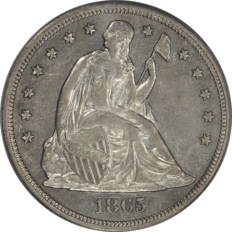 1865 Proof Seated Liberty Dollar $1, PCGS PR 55