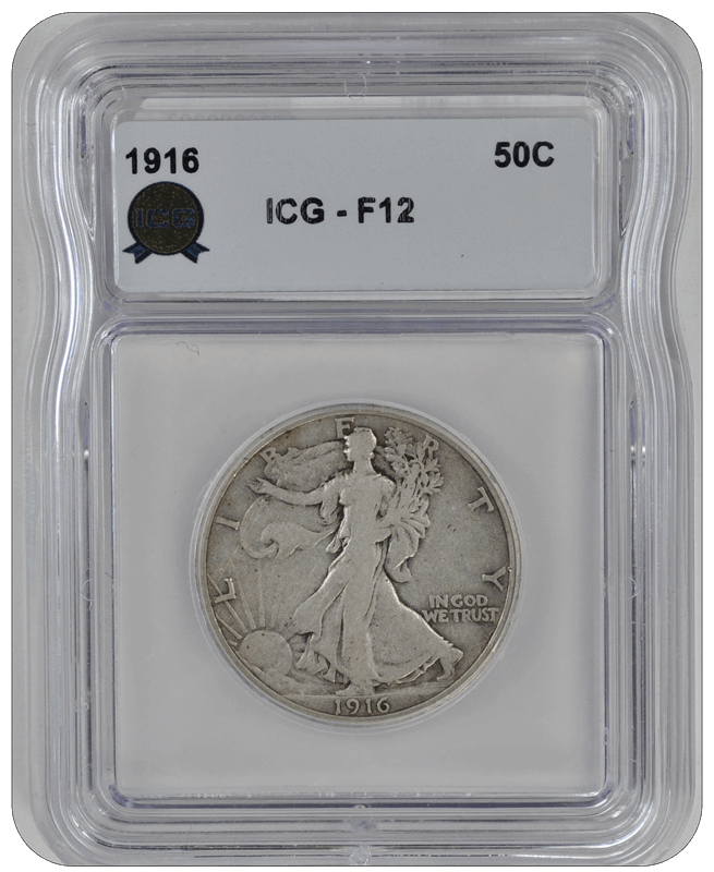 1916 Walking Liberty ICG F12