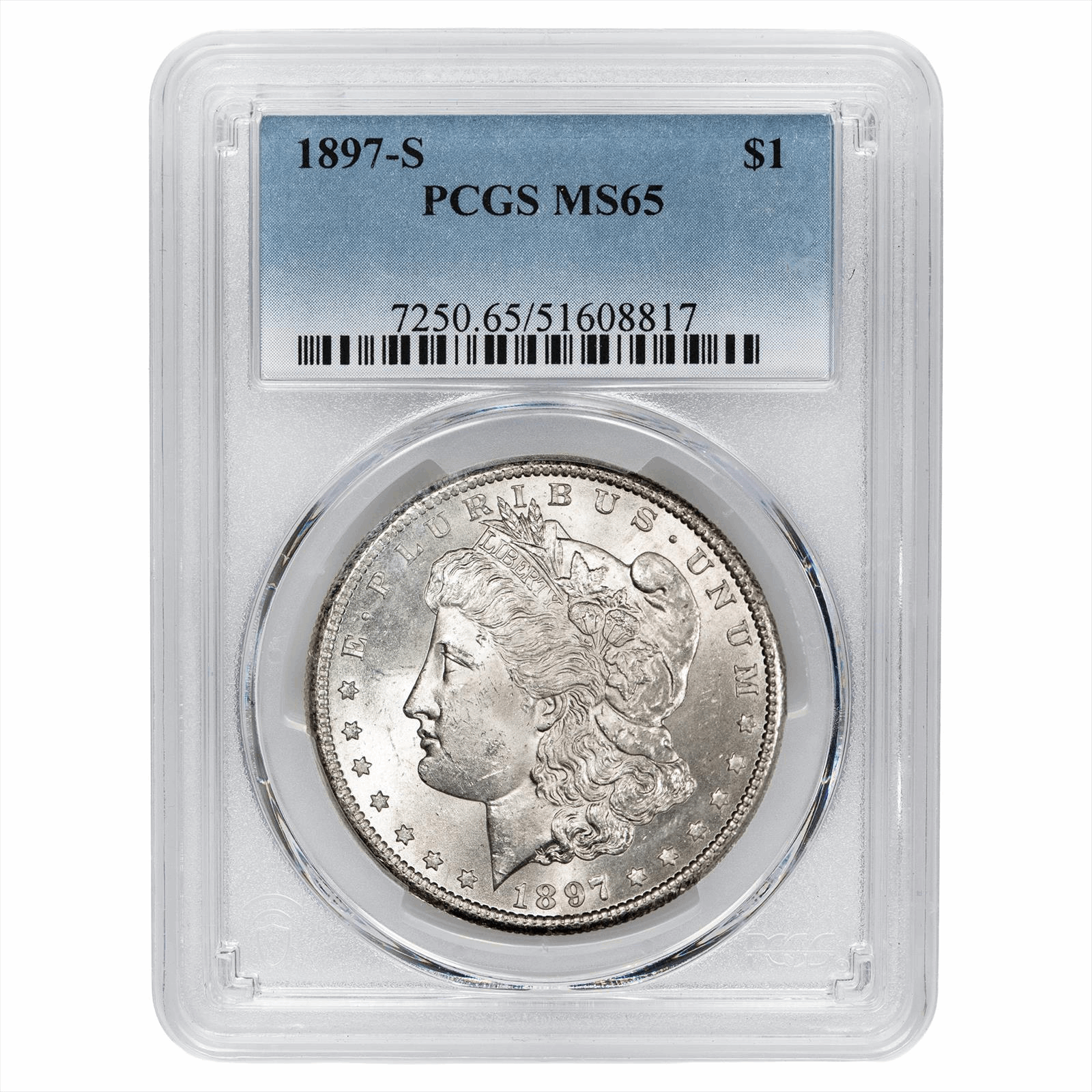 1897-S Morgan Silver Dollar $1 PCGS MS 65