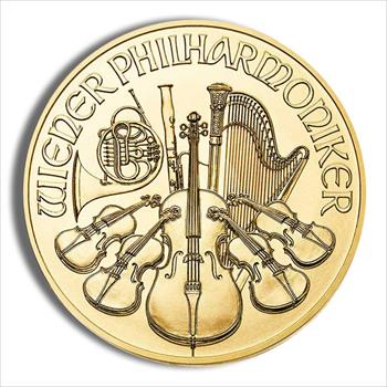 1 oz Austrian Philharmonic Gold Coin (Year Varies) other side