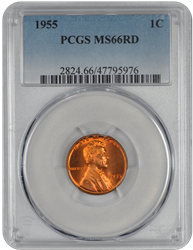 1955 Lincoln Wheat PCGS RD 66