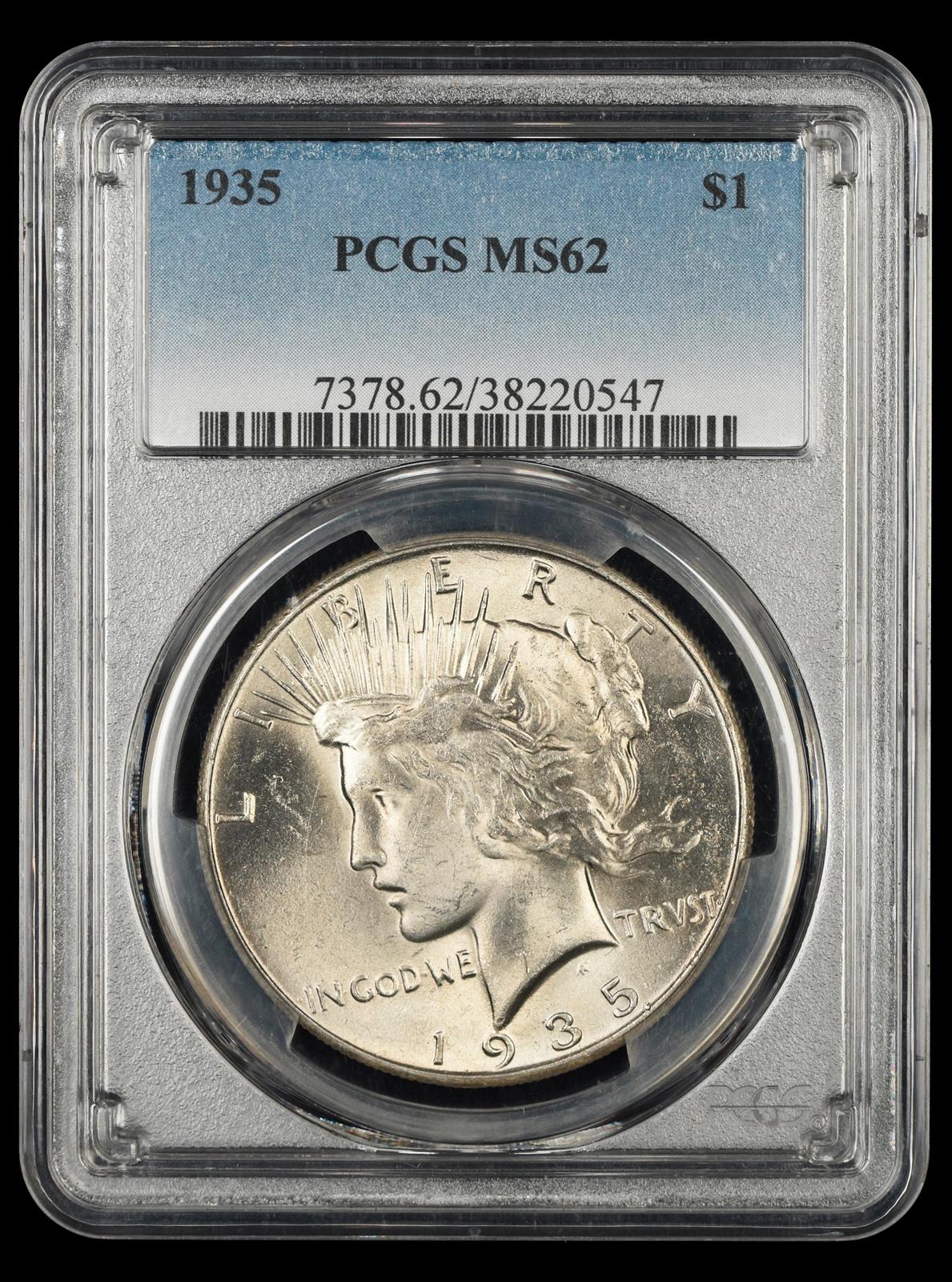1935 $1 PCGS  MS62