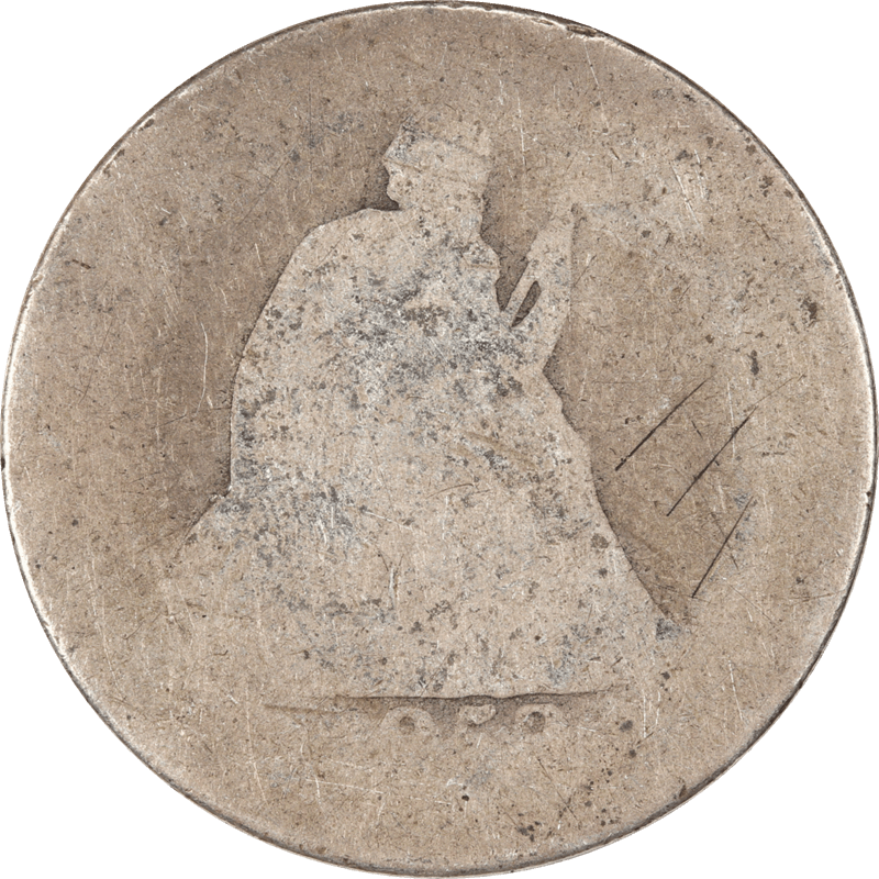 1853-P Arrows and Rays, Seated Liberty Quarter 25c Circulated About Good - Details - Filler