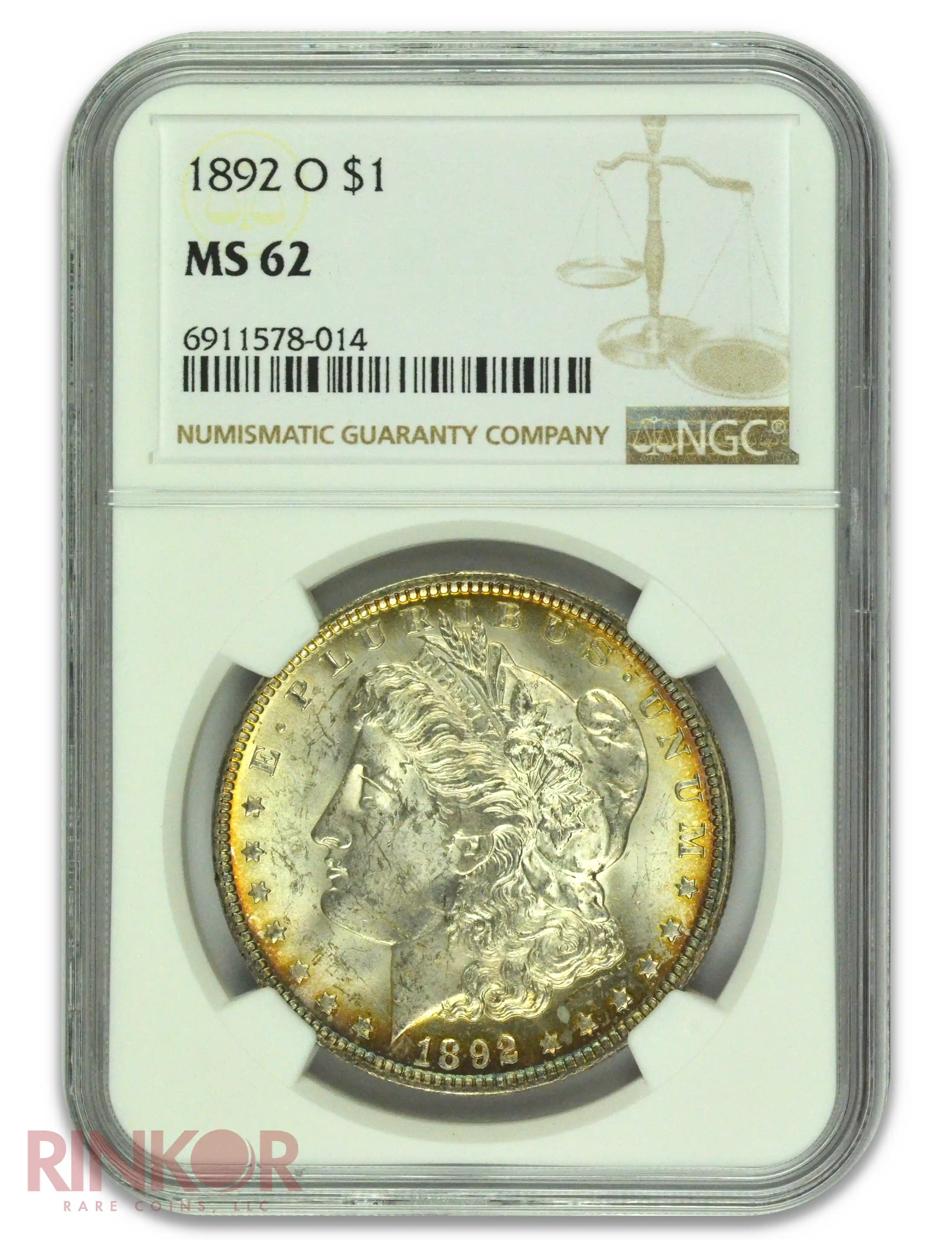 1892-O $1 Morgan Dollar NGC MS 62 