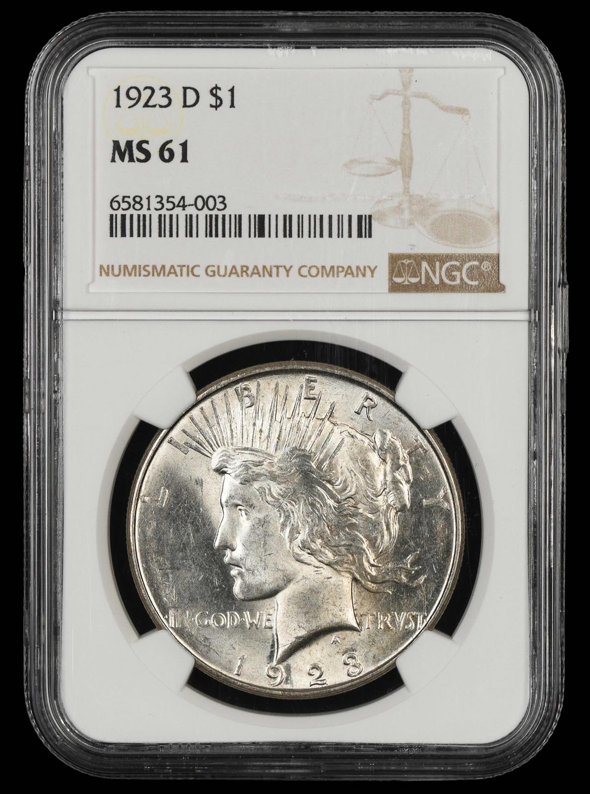 1923 D $1 NGC MS 61