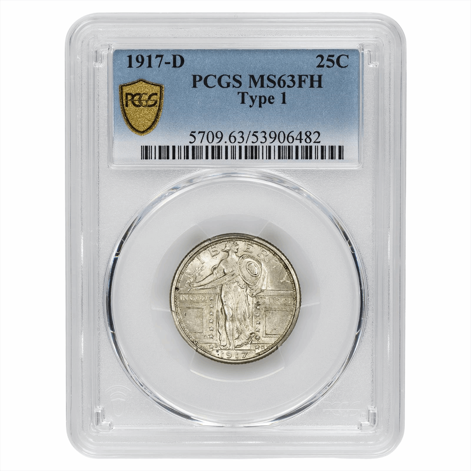 1917-D Type 1 Standing Liberty Quarter 25C PCGS MS 63 FH