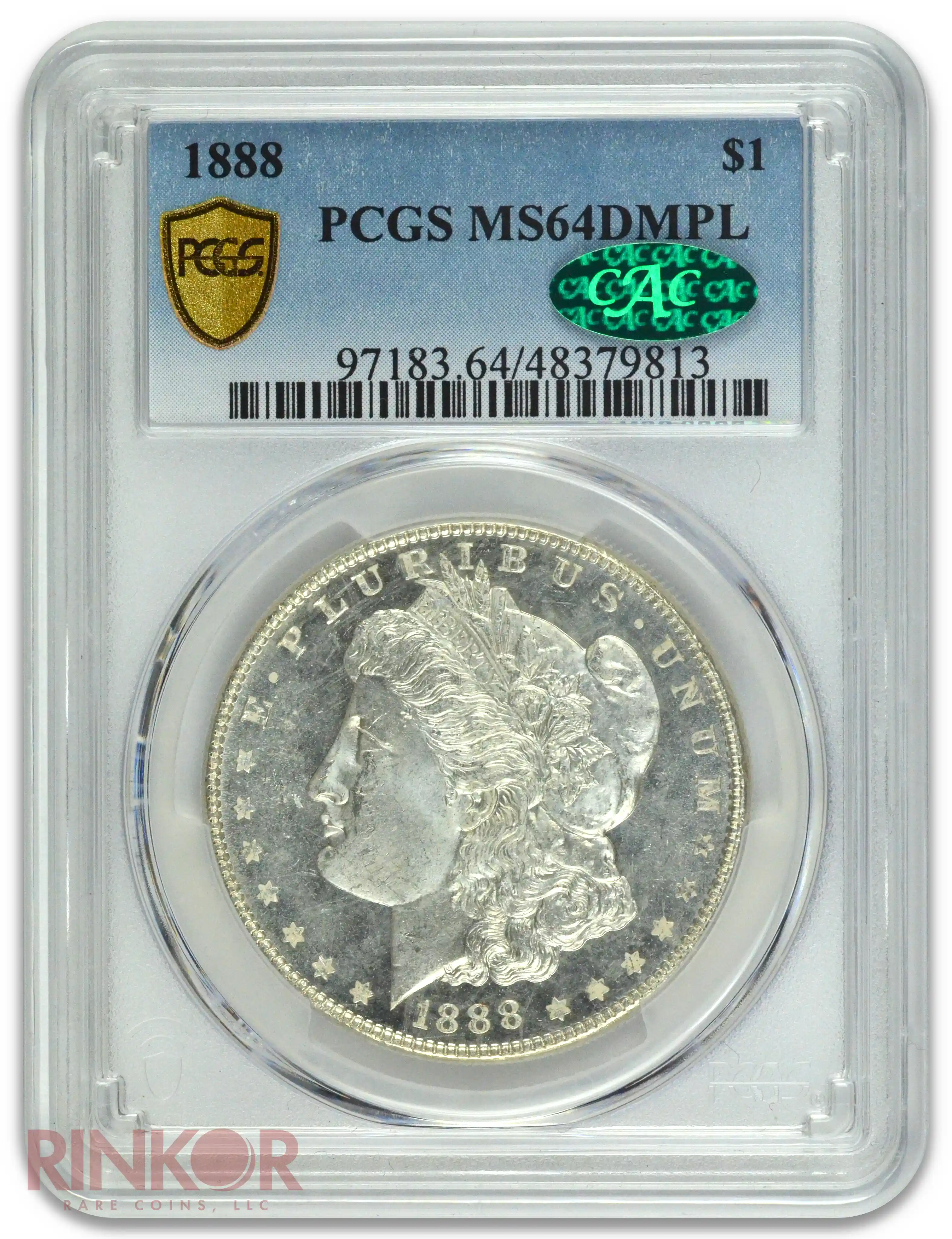 1888 $1 Morgan Dollar PCGS MS 64 DMPL CAC