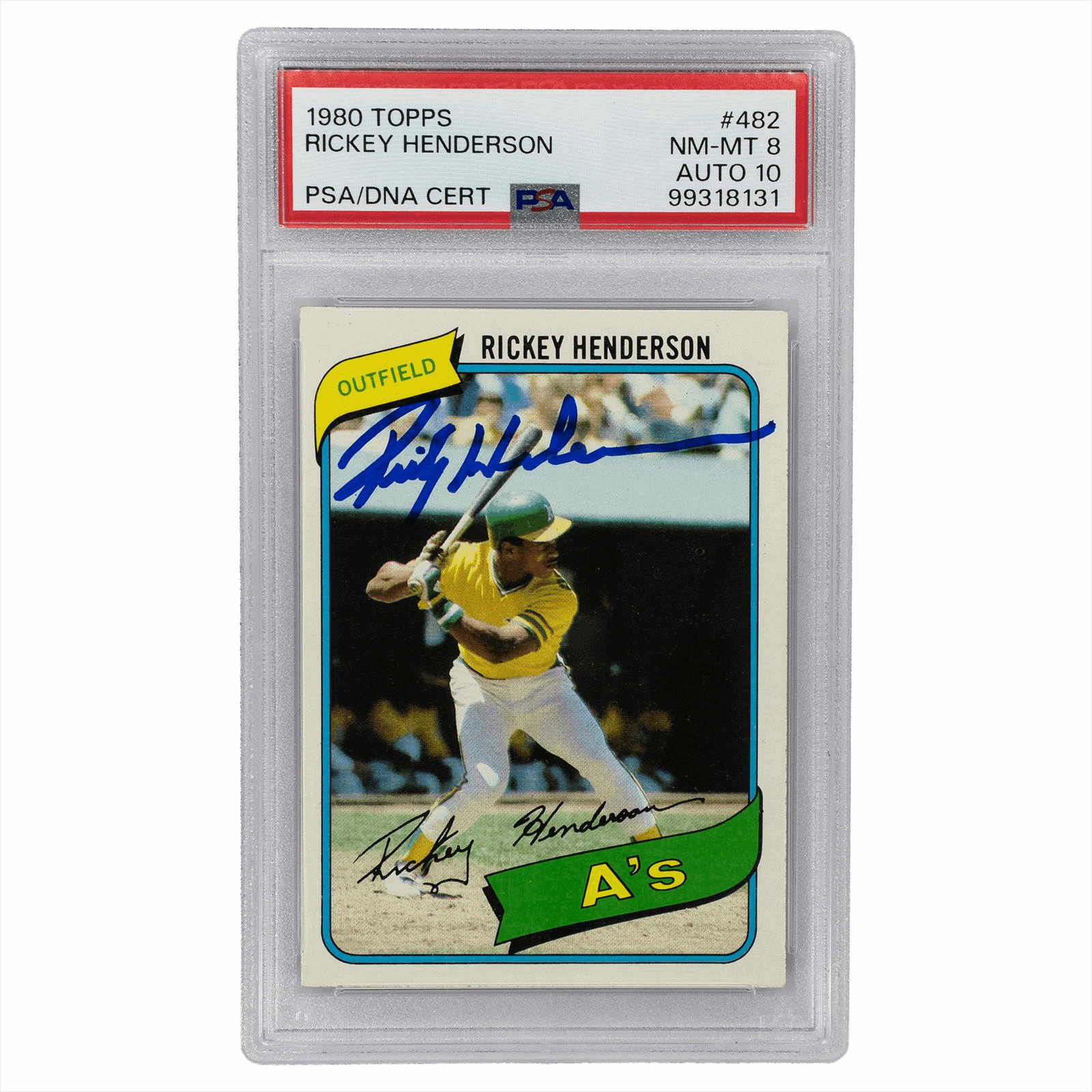 1980 Topps Rickey Henderson #482 PSA/DNA NM-MT 8 AUTO 10