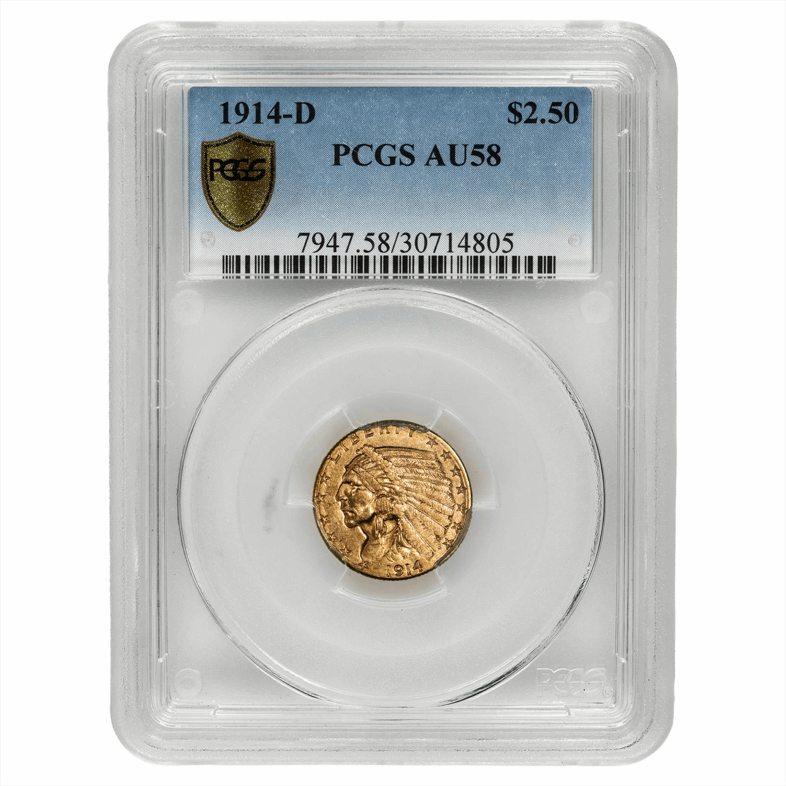 1914-D Indian Head Gold Quarter Eagle $2.50 PCGS AU 58