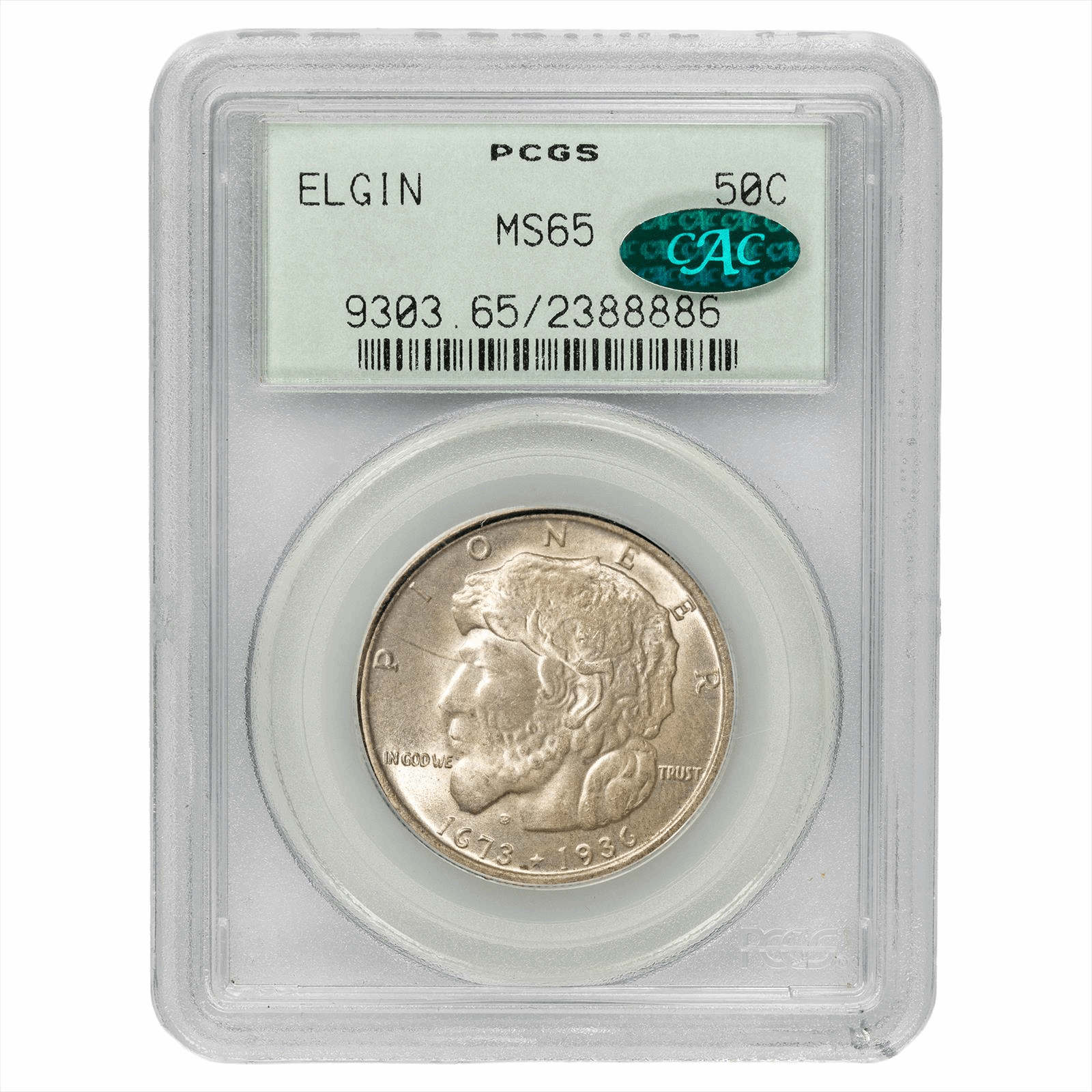 1936 Elgin Commemorative Half Dollar 50C PCGS MS 65 CAC