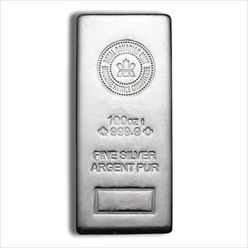 100 oz Silver Bar - Royal Canadian Mint - RCM 