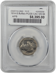 1914-S Buffalo PCGS CAC MS 66