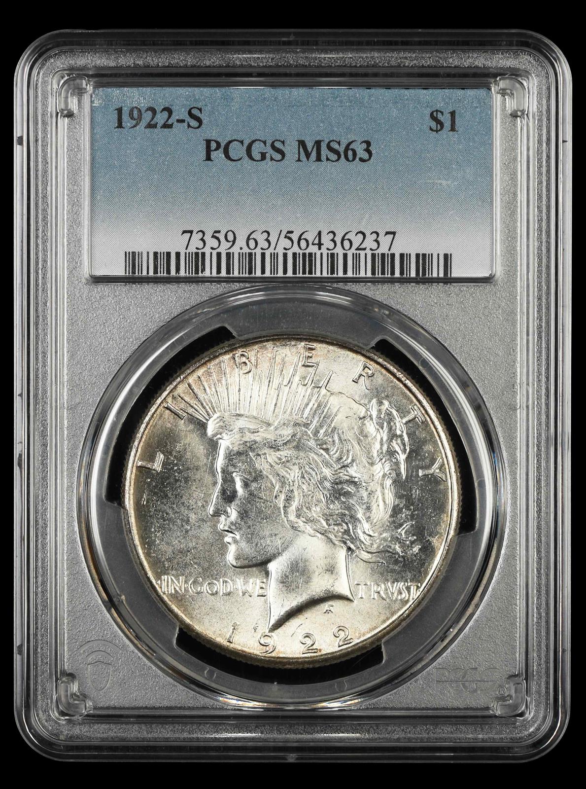 1922 S $1 PCGS MS63