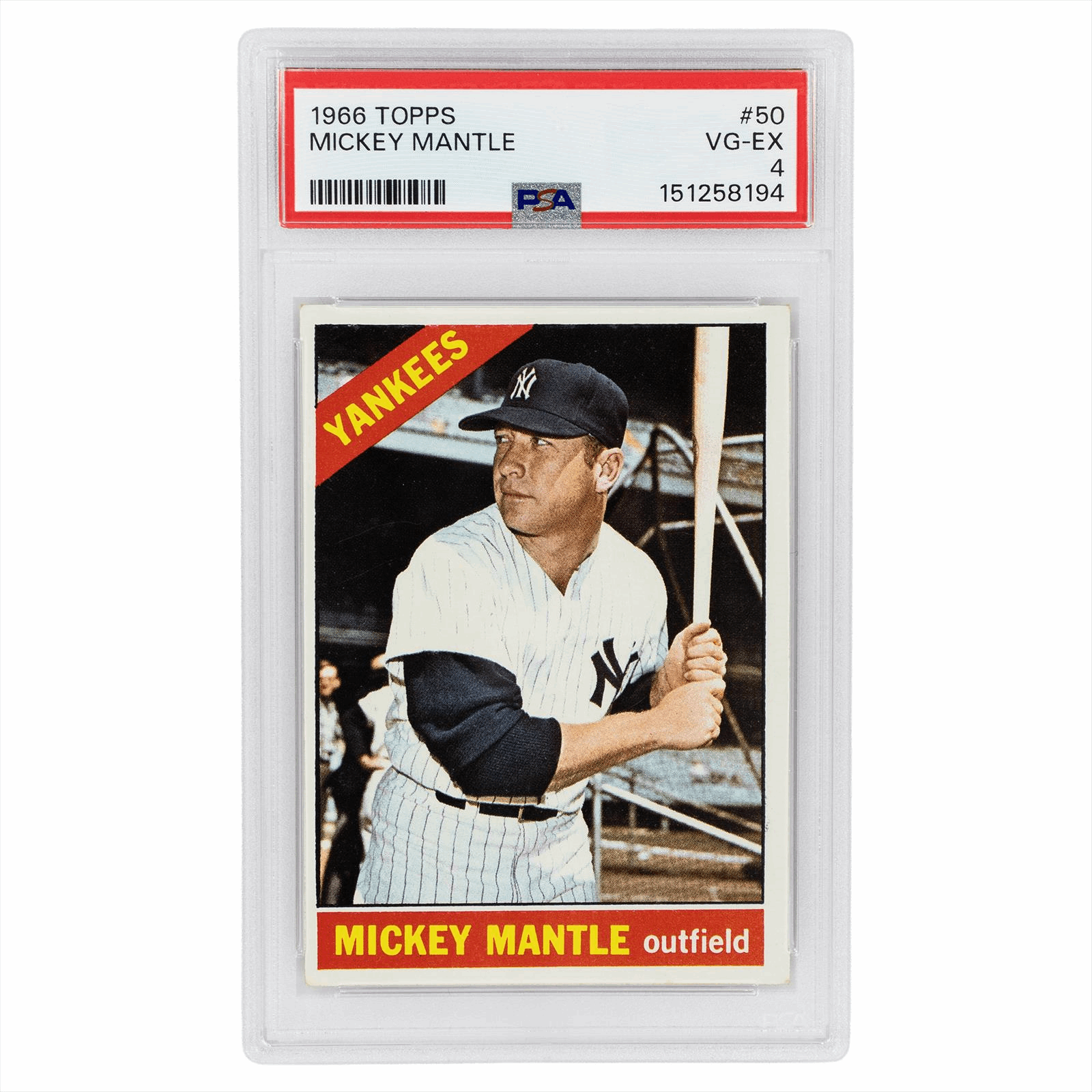 1966 Topps Mickey Mantle #50 PSA VG-EX 4 Cert #151258194