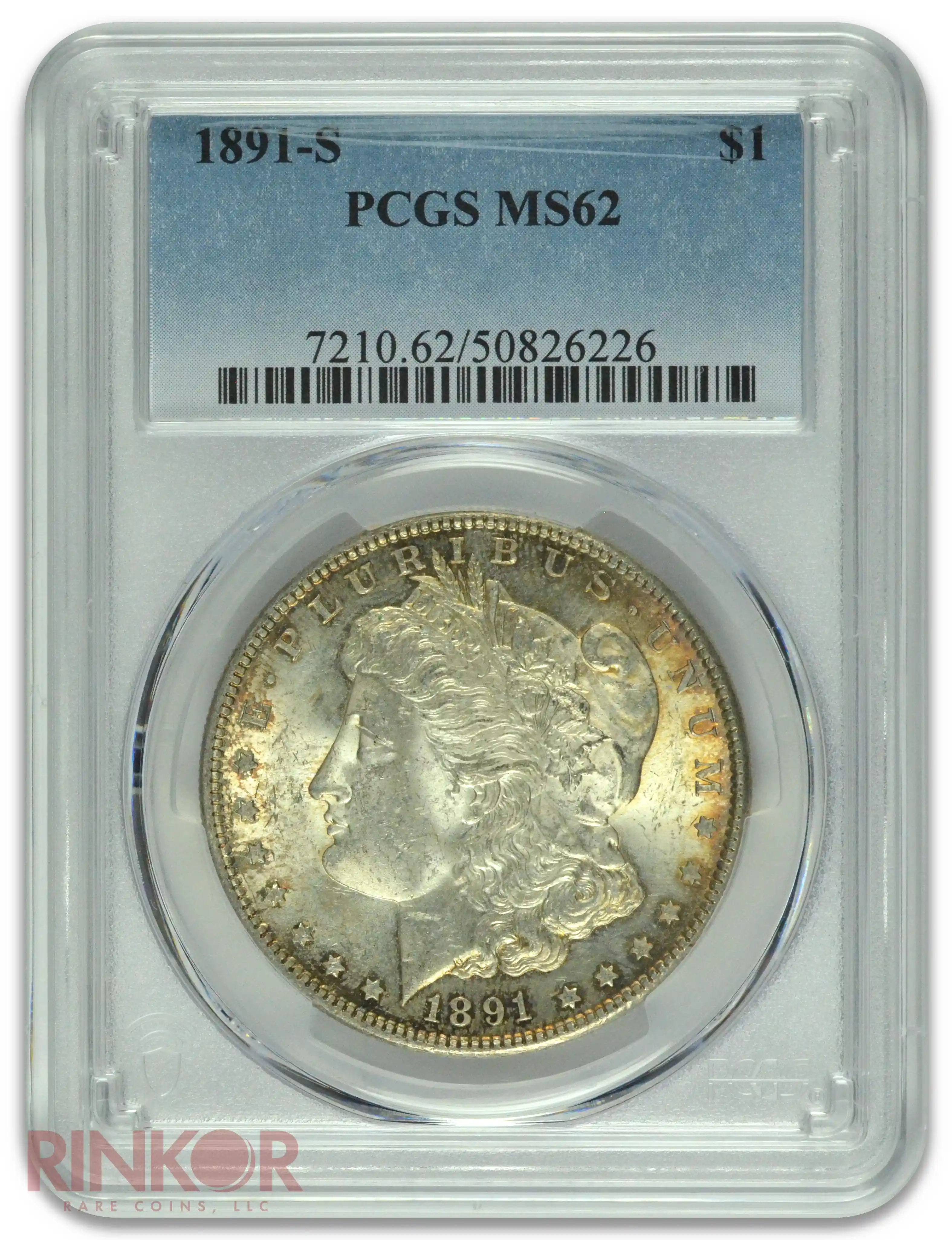 1891-S $1 PCGS MS 62