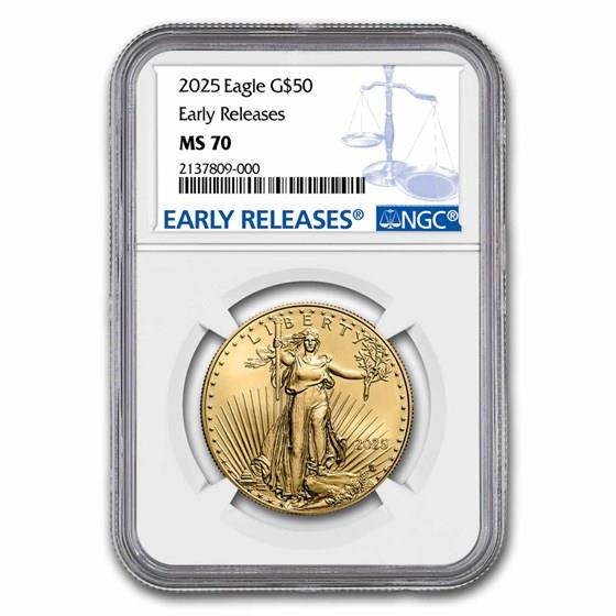 2025 $50 1oz. American Gold Eagle, ER, MS70, NGC 