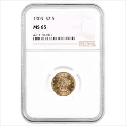 $2.5 Liberty Head Gold Quarter Eagle MS65 (Date Varies) 