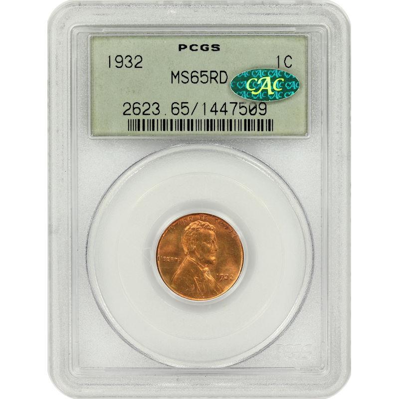 1932 1C, RD PCGS - Lincoln Wheat Cent RD 65 
