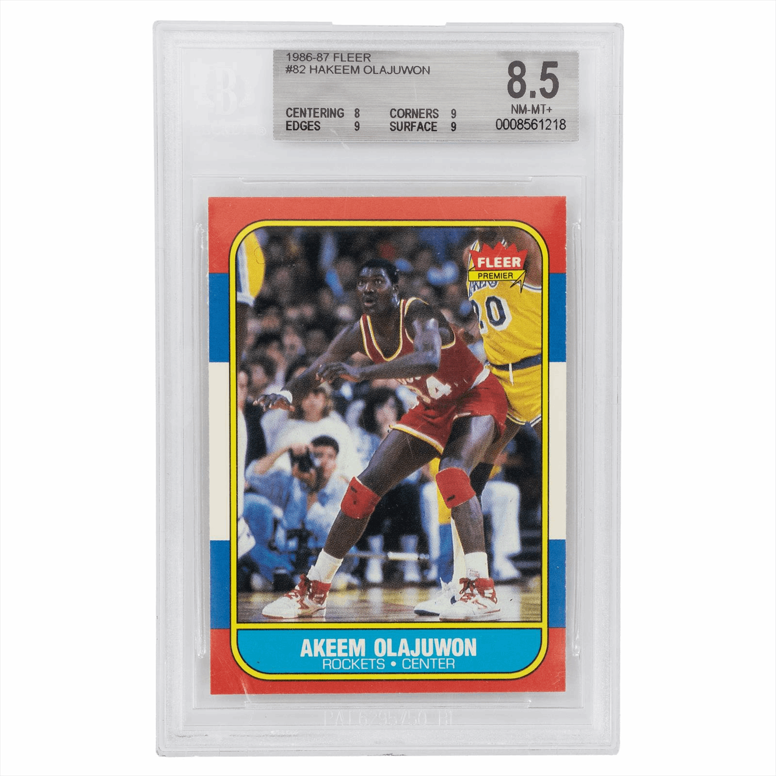 1986-87 Fleer Hakeem Olajuwon #82 BGS NM-MT+ 8.5 Cert #0008561218