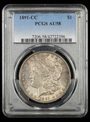 1891-CC $1 PCGS AU-58