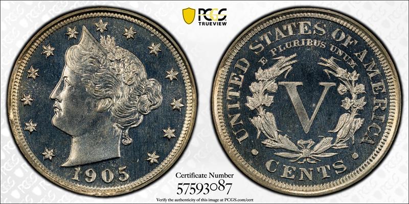 1905 5C PCGS PR67 CAM