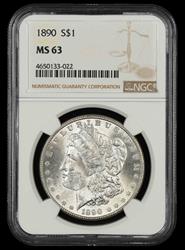 1890 $1 NGC  MS63