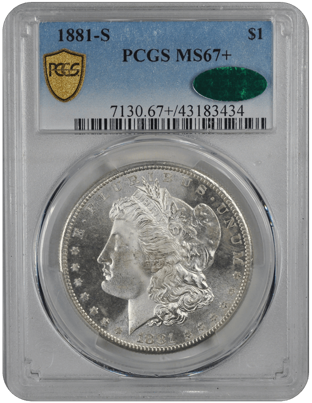 1881-S $1 Morgan Dollar PCGS  (CAC) #3431-2 MS67+