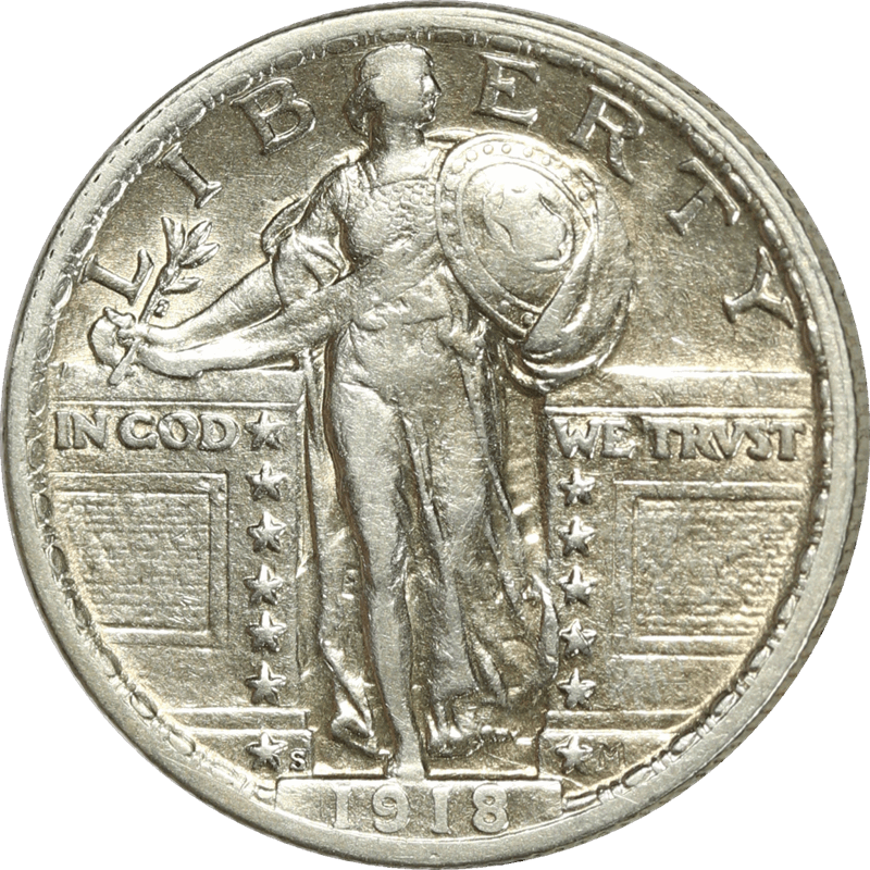 1918-S Standing Liberty Quarter 25c,  Raw Ungraded Coin