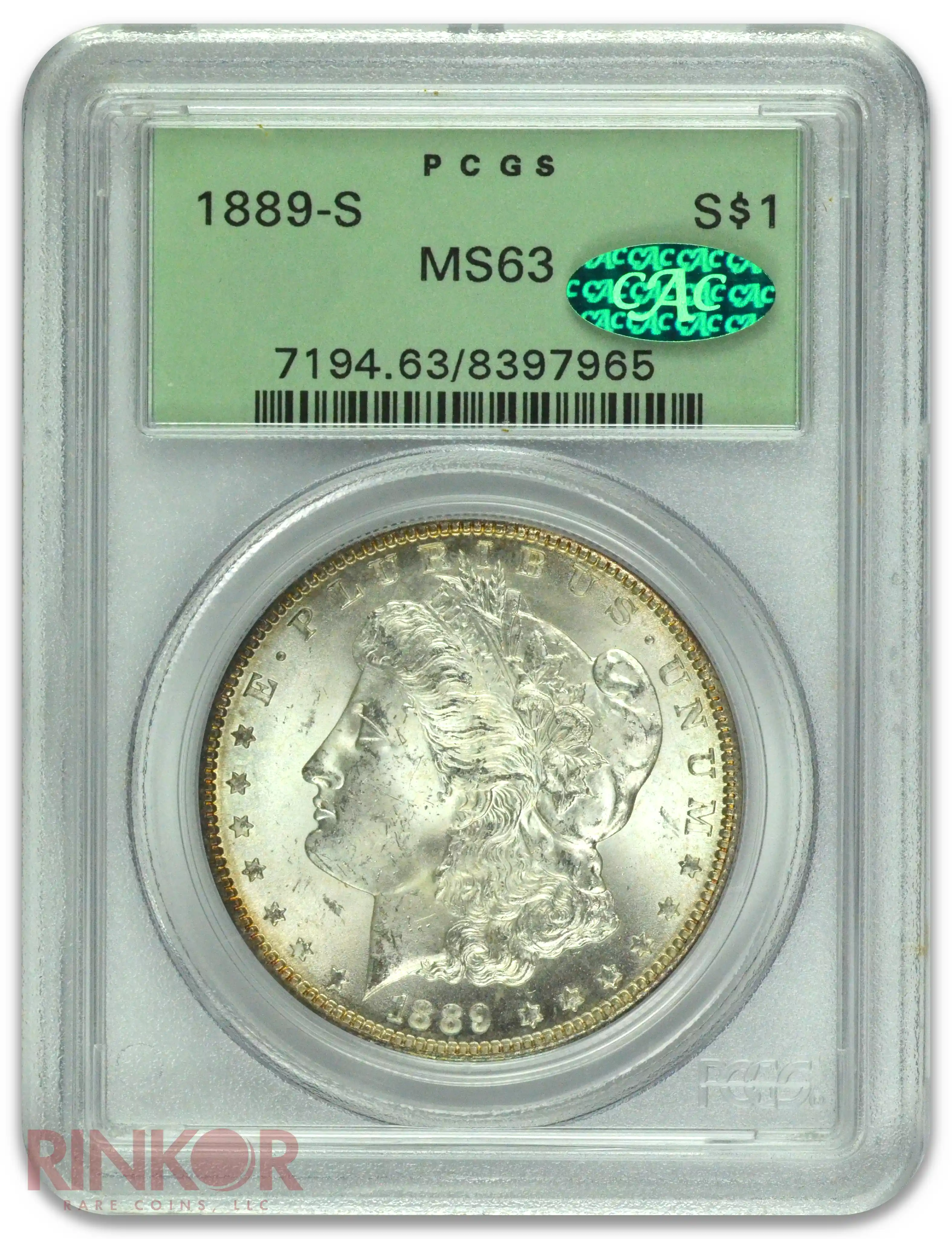1889-S $1 Morgan Dollar PCGS MS 63 CAC