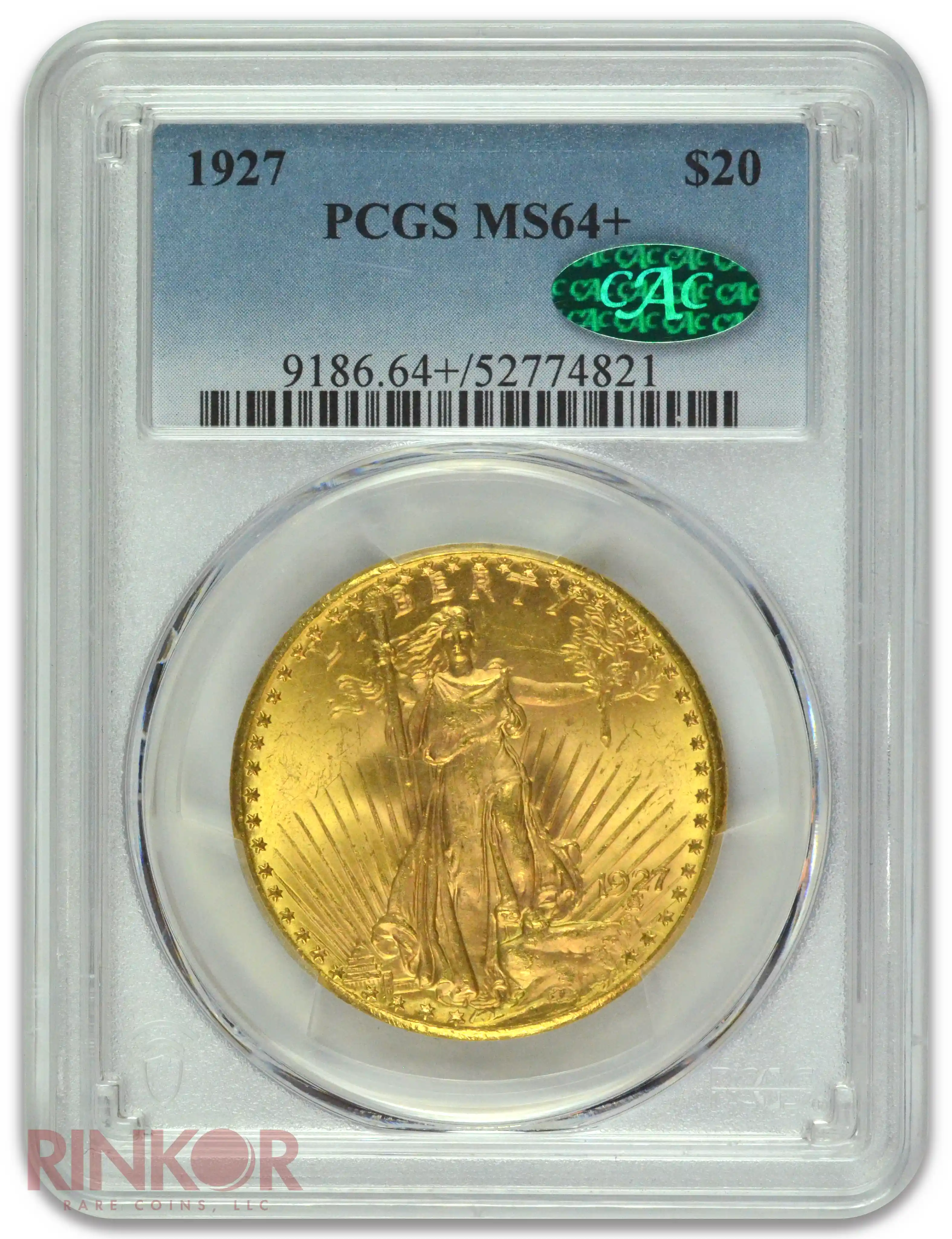 1927 Saint Gaudens $20 PCGS MS 64+ CAC