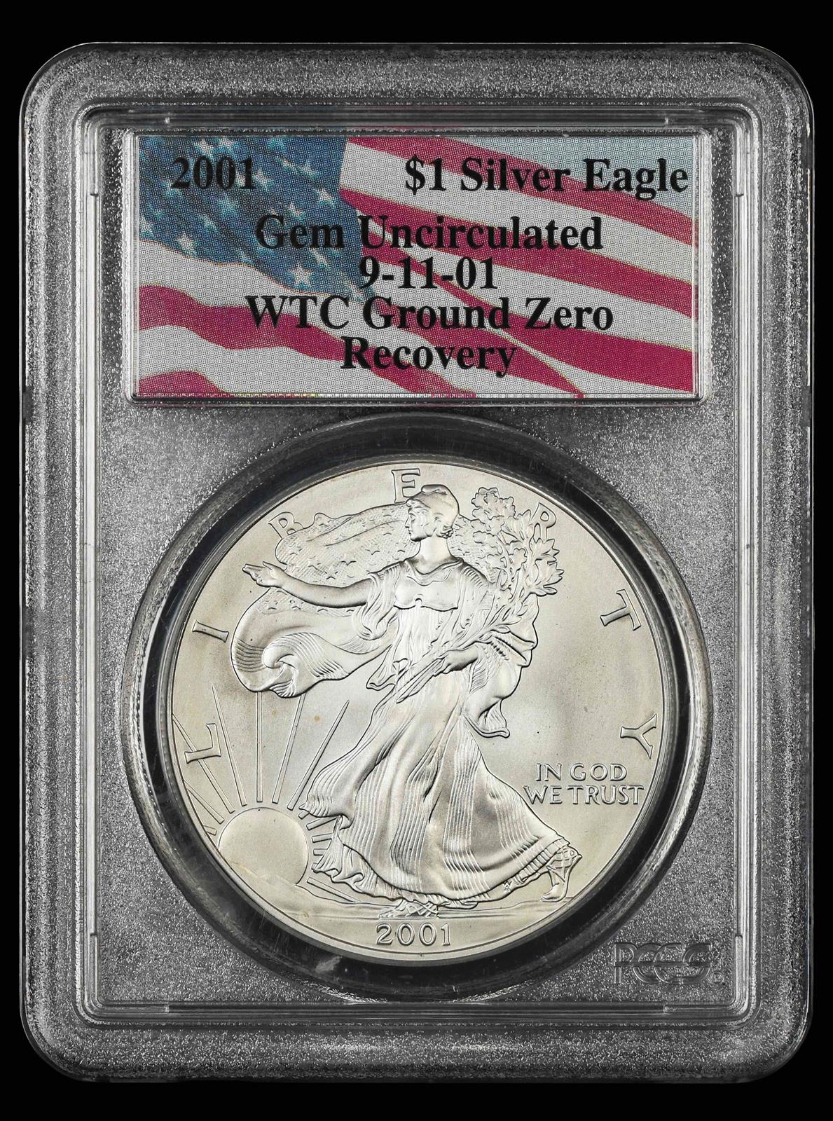 2001 American Silver Eagle $1 9-11-01 WTC Recovery PCGS  Gem Uncirculated