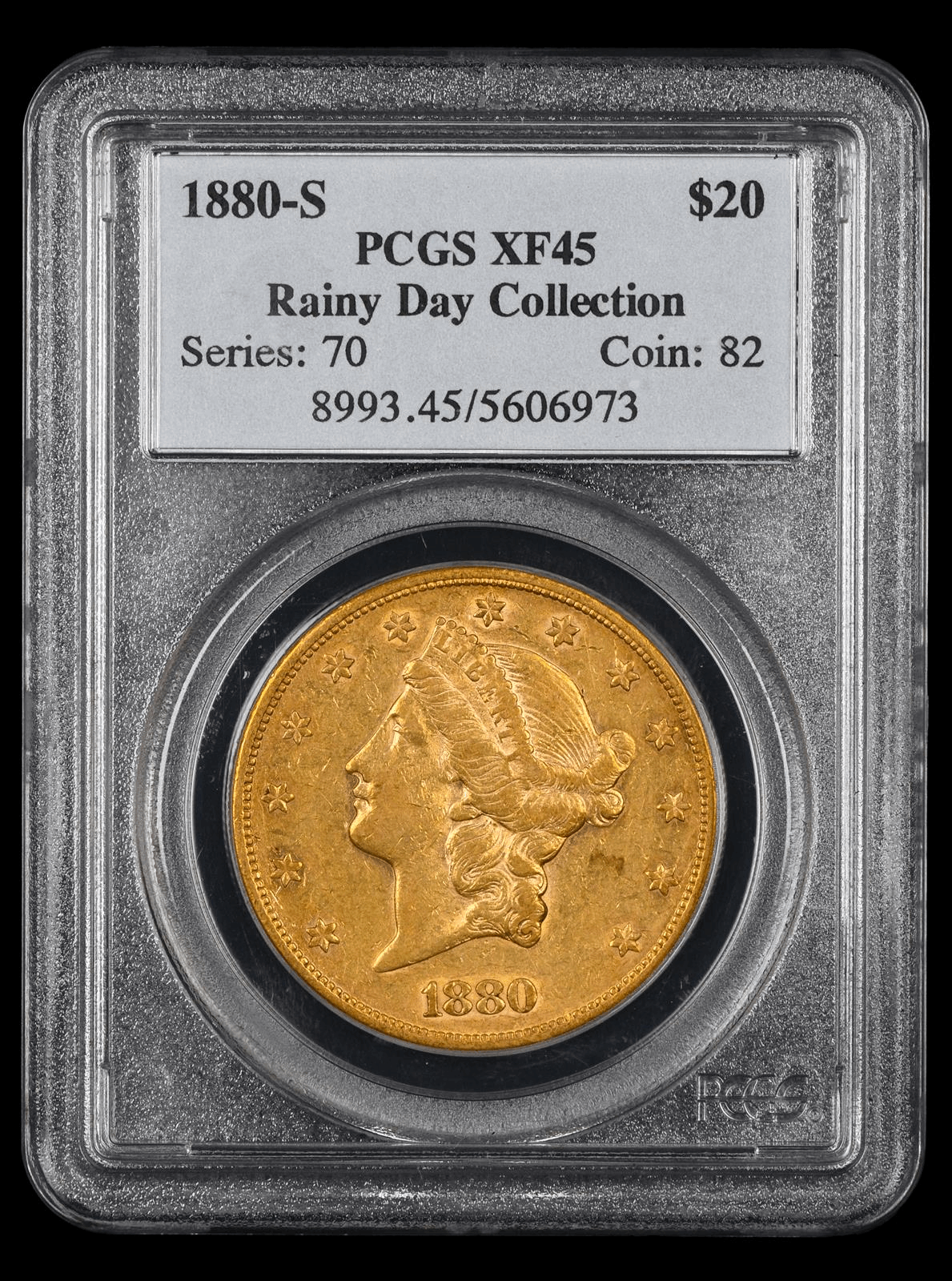 1880-S $20 Gold Rainy Day Collection PCGS XF-45
