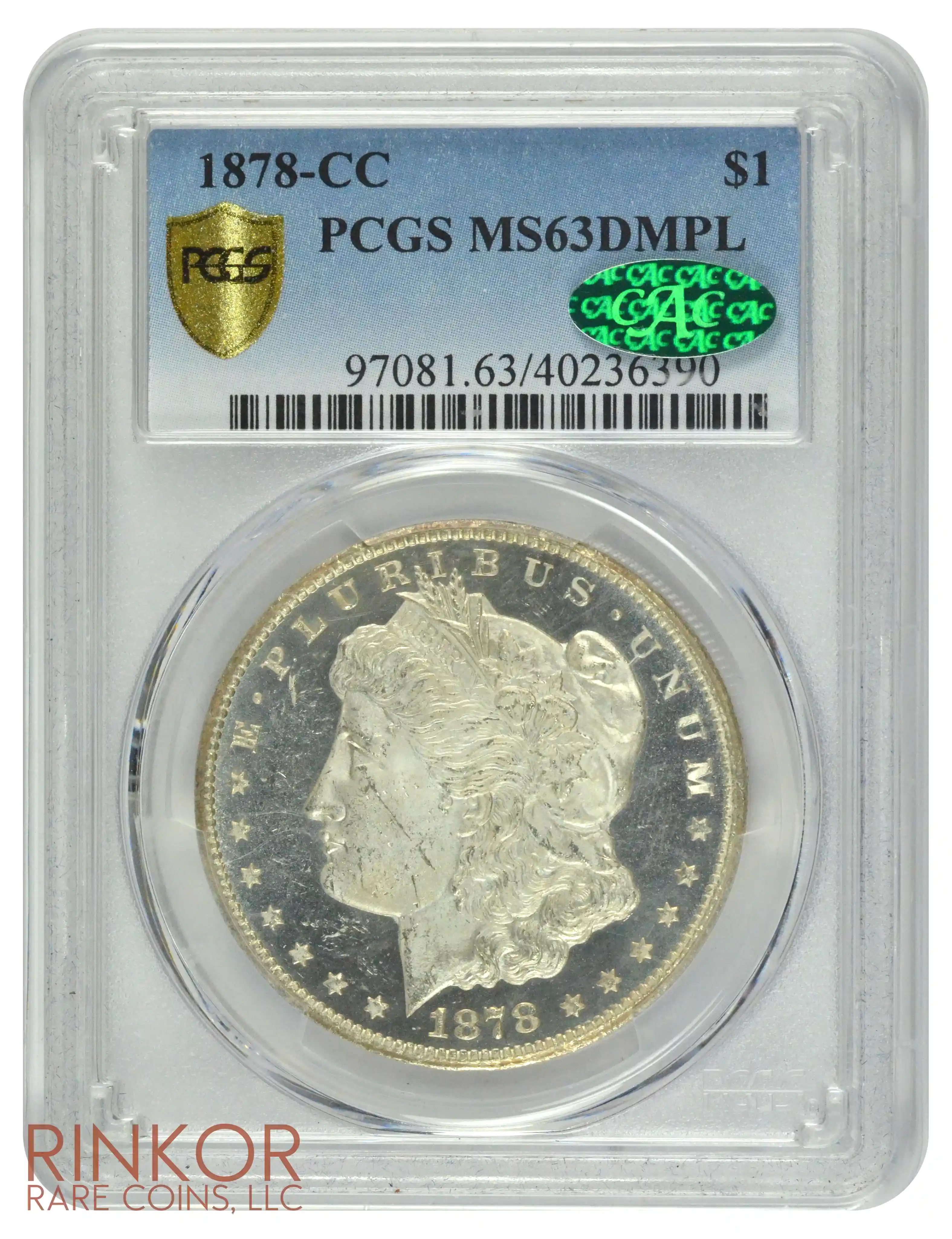 1878-CC $1 PCGS MS 63 DMPL CAC