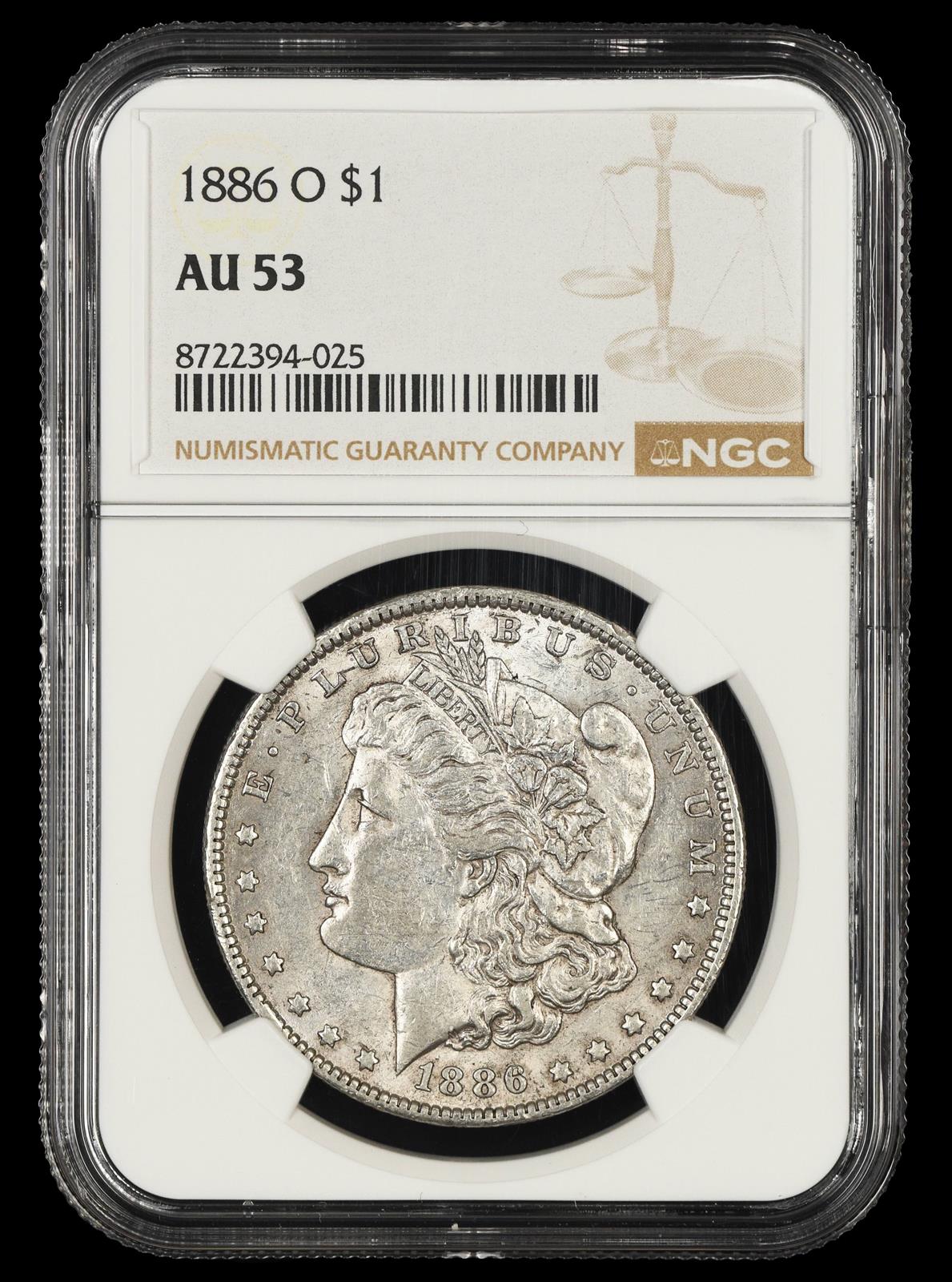 1886 O $1 NGC AU-53