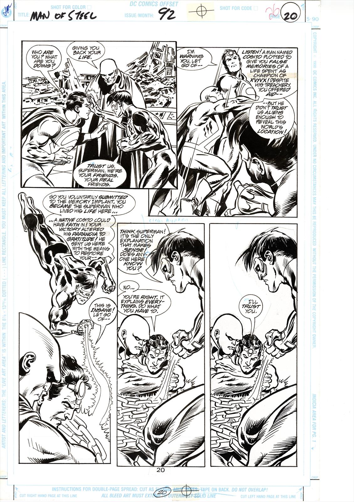 Superman: The Man of Steel #92, Page 20 Artist:  Tom Grindberg (Penciller) ,  Tom Palmer (Inker) Media Type: Pen and Ink Art Type: Interior Page 