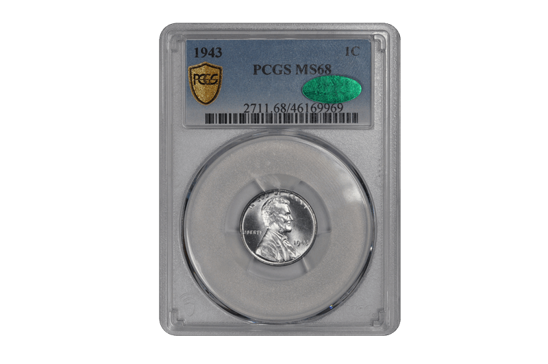 1943 Lincoln Wheat PCGS (CAC) MS 68 