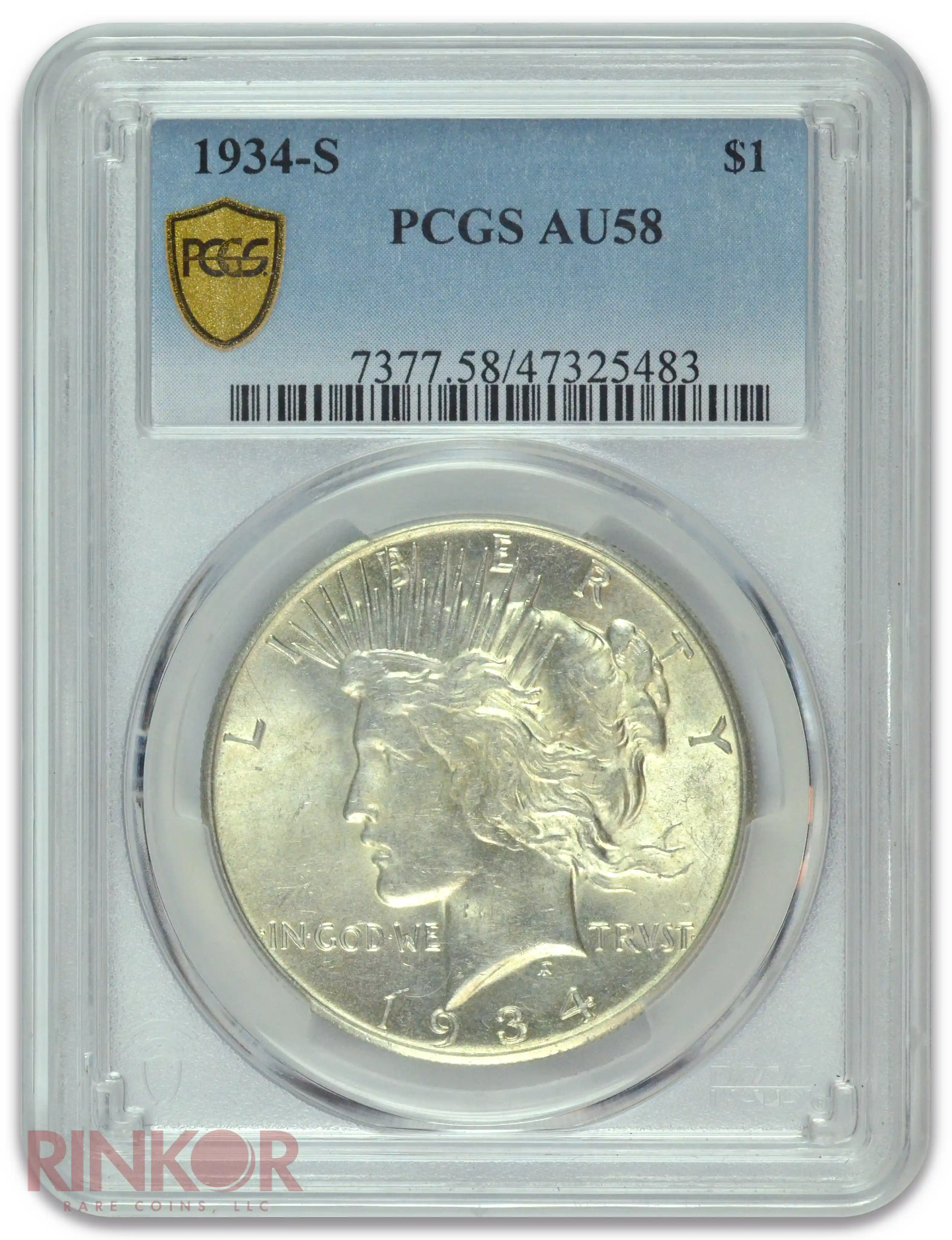 1934-S $1 Peace Dollar PCGS AU-58