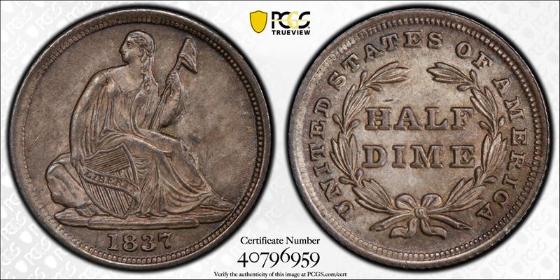 1837 No Stars, Small Date H10C PCGS MS65  CAC 