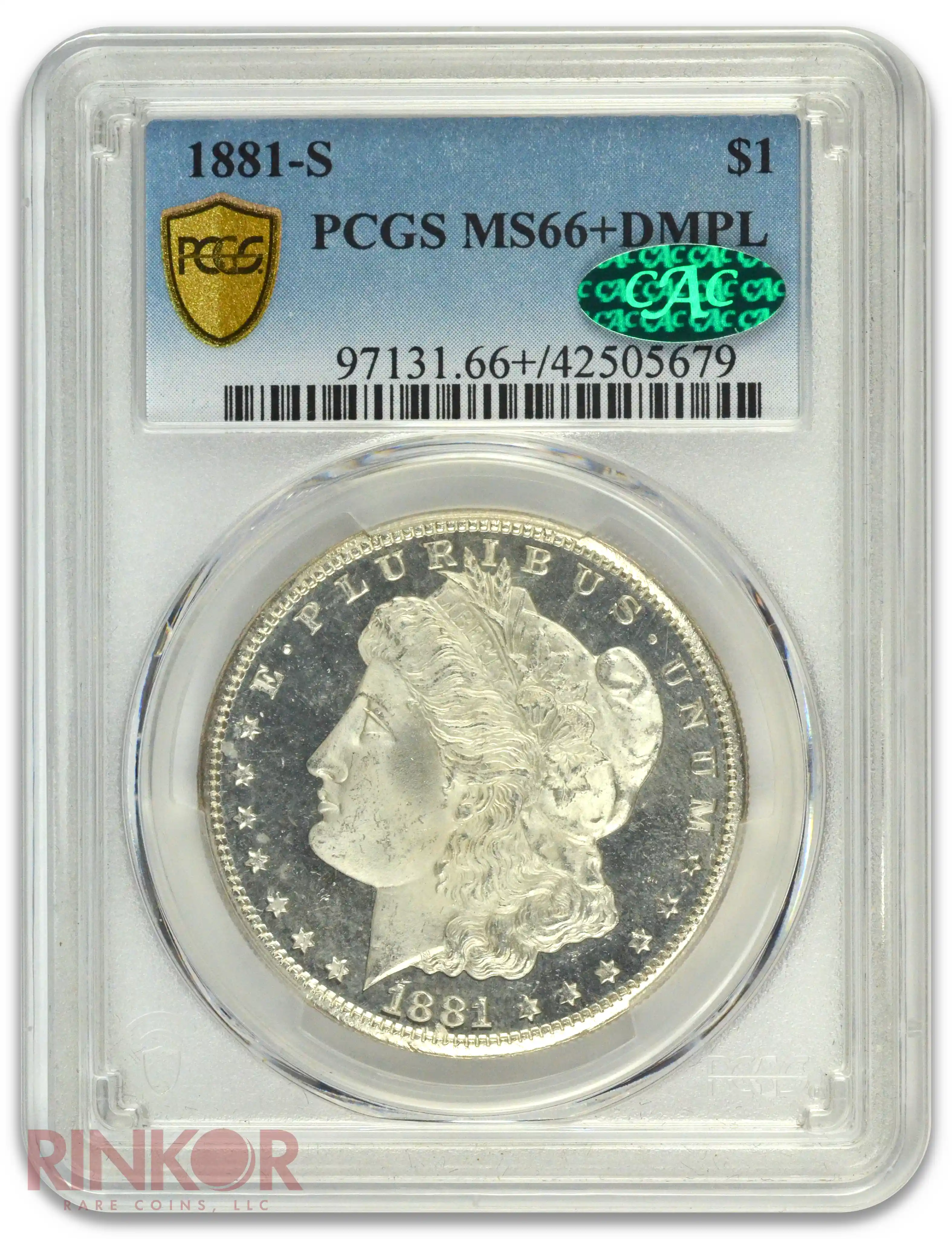 1881-S $1 Morgan Dollar PCGS MS 66+ DMPL CAC