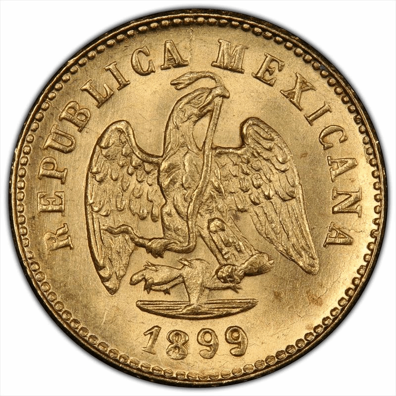 1899 Mo Mexico Gold 1 Peso PCGS MS 65