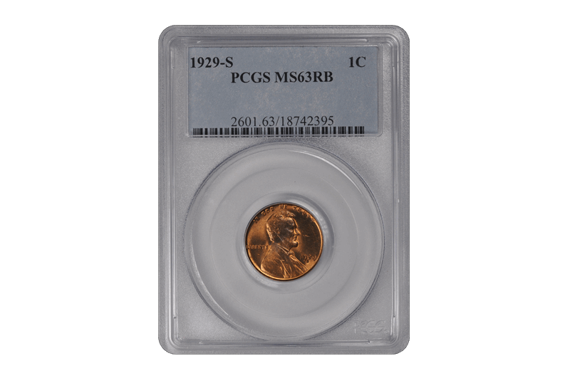 1929-S Lincoln Wheat PCGS RB 63
