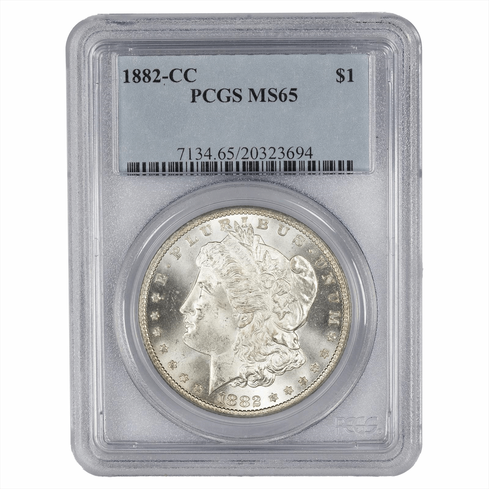 1882-CC Morgan Silver Dollar $1 PCGS MS 65