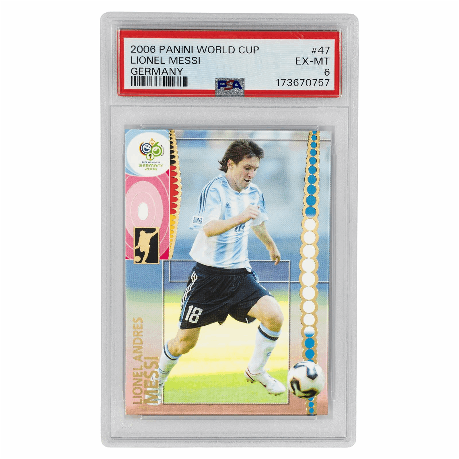 2006 Panini World Cup Lionel Messi Germany #47 PSA EX-MT 6