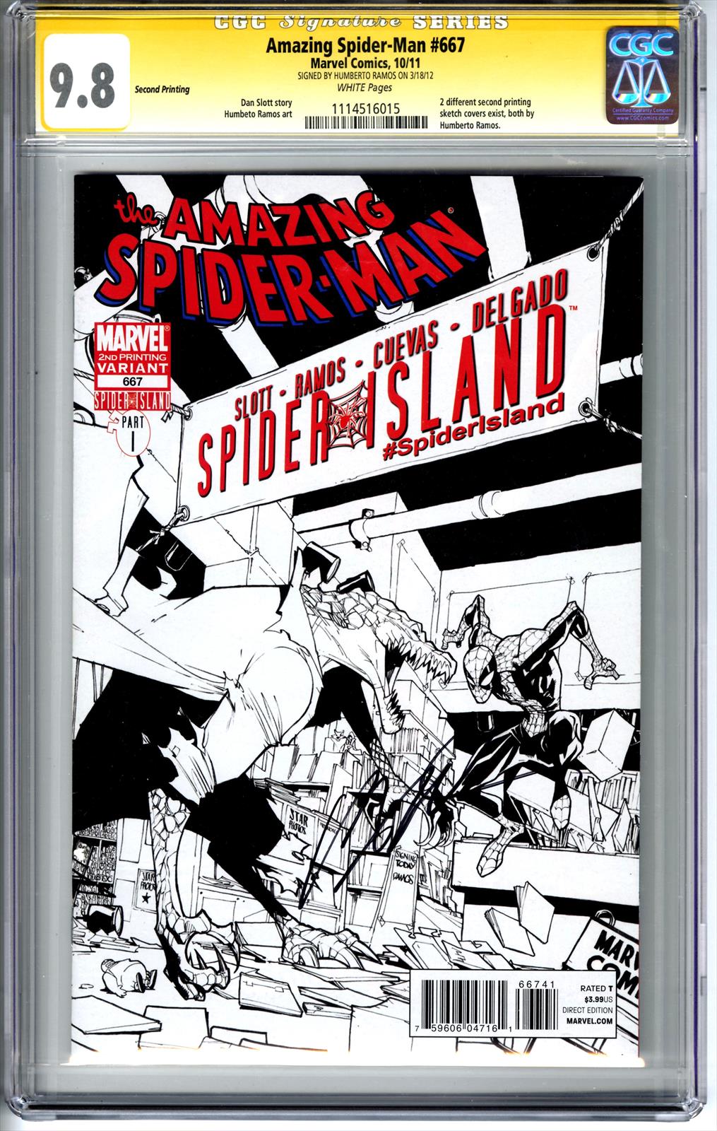 Amazing Spiderman #667 CGC 9.8 Signature Series Signed by Humberto Ramos 