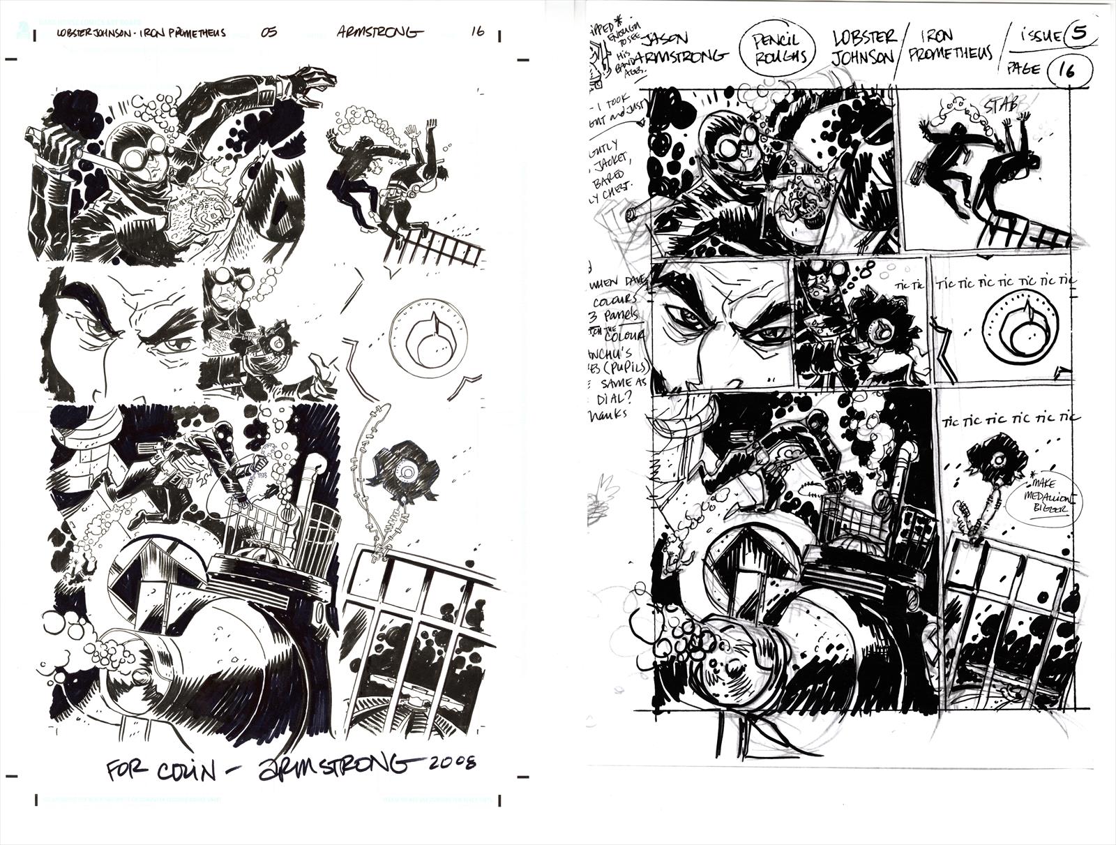 Lobster Johnson: The Iron Prometheus #5 Page 16 Artist:  Jason Armstrong (Penciller) ,  Jason Armstrong (Inker) Media Type: Pen and Ink Art Type: Interior Page 
