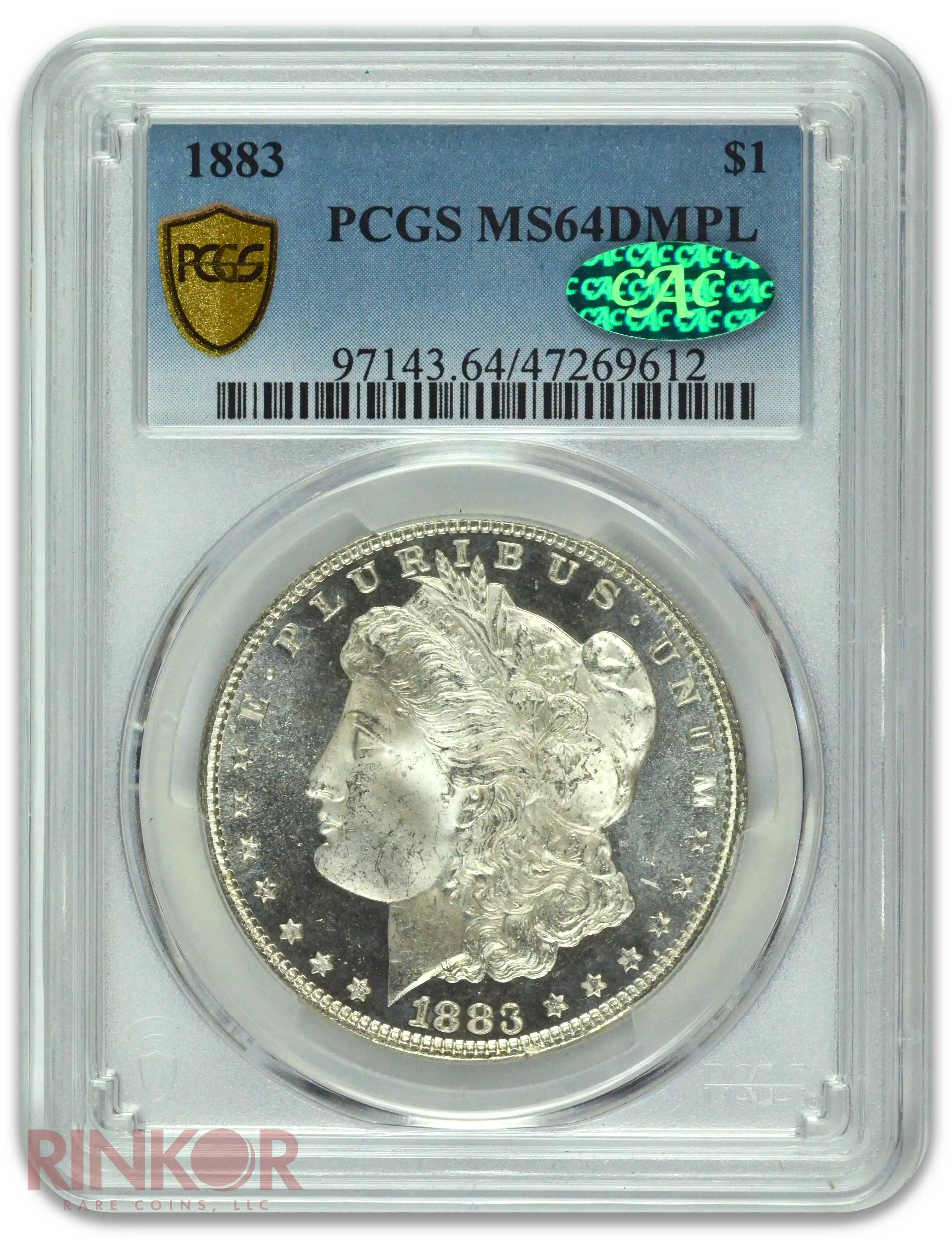 1883 $1 Morgan Dollar PCGS MS 64 DMPL CAC
