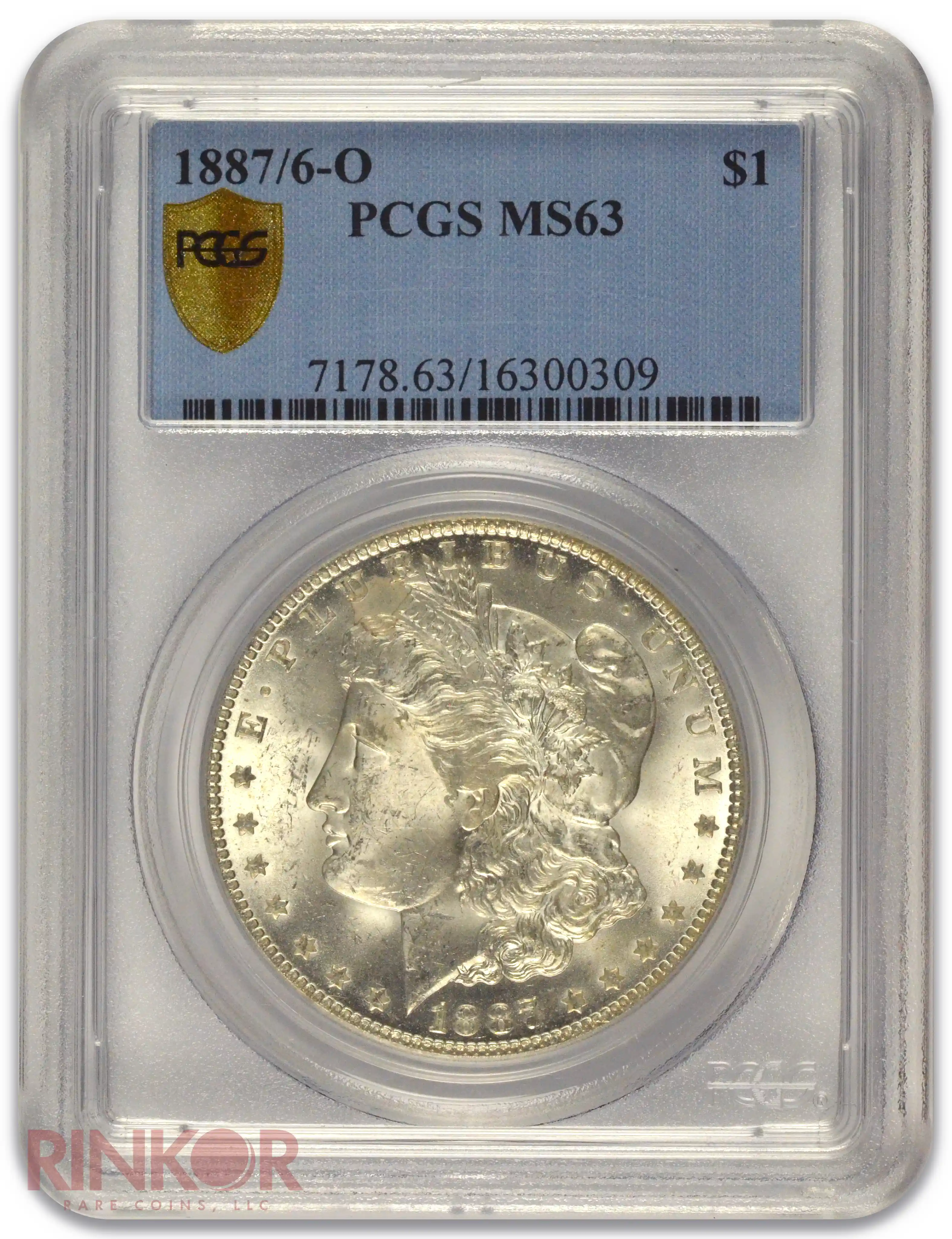 1887/6-O $1 Morgan Dollar PCGS MS 63