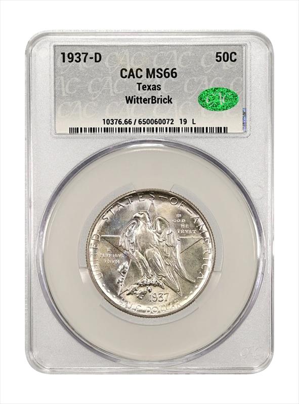 1937-D Texas 50c CACG MS 66 WitterBrick