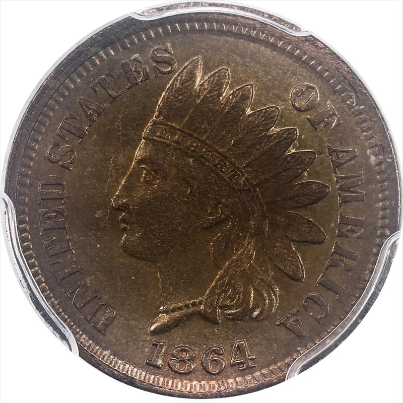 1864 Indian Head Cent, 1c PCGS 62BN 90 CW Rotated Dies - Intriguing 